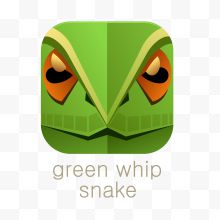 绿鞭蛇方形动物矢量图标