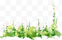 手绘水彩绿色的植物涂鸦...