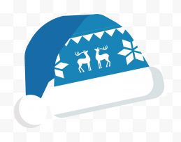 麋鹿图案蓝色圣诞帽