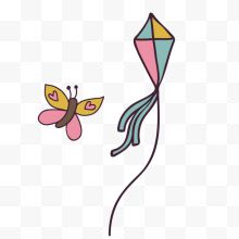 彩色风筝与蝴蝶矢量图