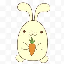 抱着胡萝卜的卡通黄色兔子...