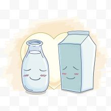 卡通牛奶瓶和牛奶盒...