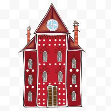 手绘红色的城堡设计