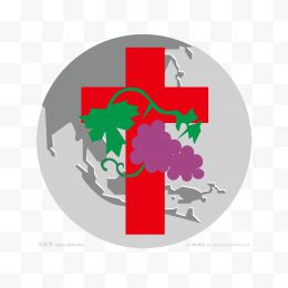 地球和十字葡萄枫叶红十字会标识