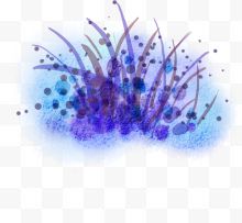 手绘紫蓝色小草装饰