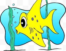 水中游动的黄色神仙鱼手绘