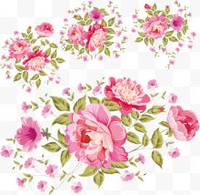 粉玫瑰花丛水彩手绘装饰...