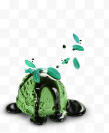 绿色清新树叶冰淇淋装饰图案