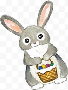 拿一篮彩蛋的兔子卡通手绘...