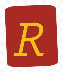 砖红色长方形背景黄色R