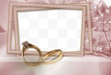 有戒指珍珠的婚纱相框...