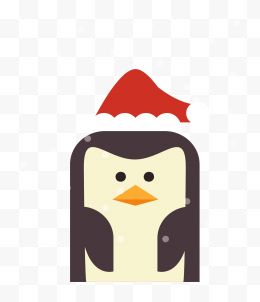 戴着圣诞帽的可爱卡通企鹅...