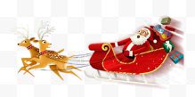 可爱圣诞老人坐驯鹿雪橇卡...