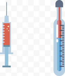 一个注射器与温度计
