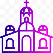 手绘紫色教堂