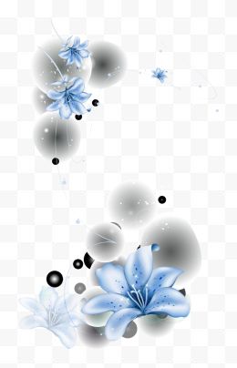 蓝色水晶花朵边框设计...