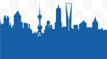 蓝色上海城市剪影