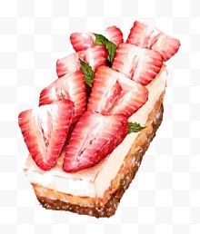 水彩草莓蛋糕
