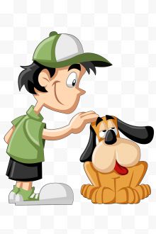 卡通男孩与狗狗