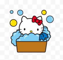 浴室里洗澡的Hello Kitty表情包