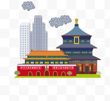 手绘北京天安门建筑