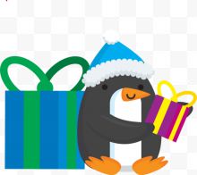 拿着礼物盒的企鹅