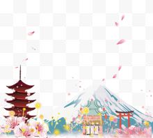 富士山浪漫樱花装饰...