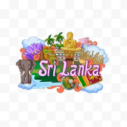 斯里兰卡建筑文化旅游宣传矢量