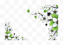 卡通手绘花朵绿叶装饰边框