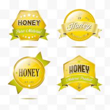 玻璃质感蜂蜜标签矢量