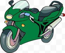 卡通绿色摩托车