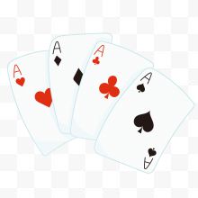 四种花色卡通A扑克牌