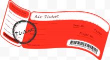 卡通红色飞机票