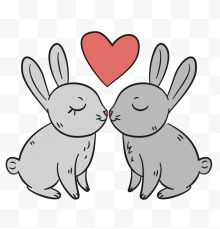 卡通手绘恩爱情人节小兔