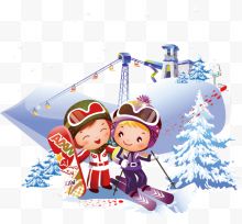滑雪儿童冬季旅游
