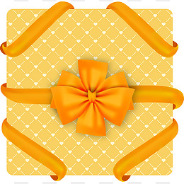矢量橙色蝴蝶结黄色礼盒