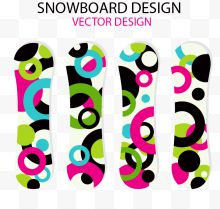 彩色圆圈图案滑雪板