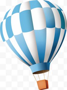 空中飞行的蓝色热气球