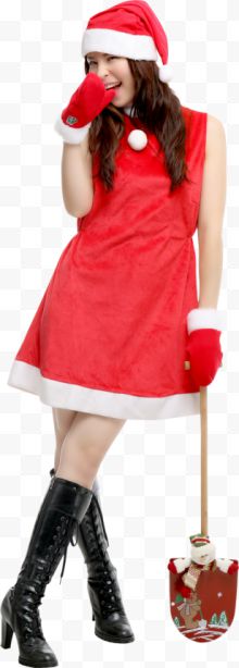 高清红色圣诞服饰模特
