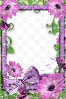 典雅紫色花朵爱心边框