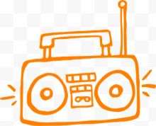 手绘橙色收音机