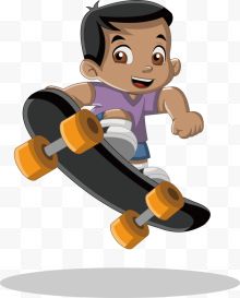 玩滑板的小男孩矢量图...
