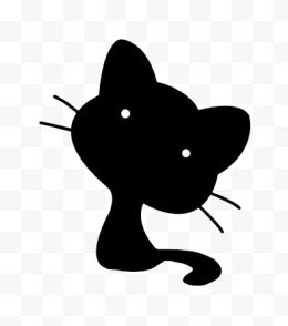 黑色卡通小猫免抠