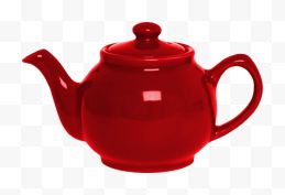 实物红色陶瓷茶壶