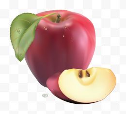 一个红苹果与苹果片
