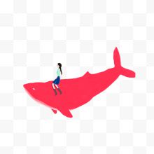 卡通手绘红色的海豚
