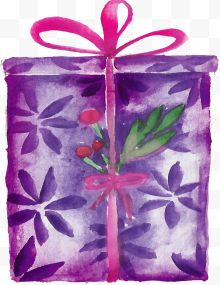 水彩紫色礼盒