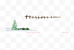 卡通圣诞节日树手绘篱笆