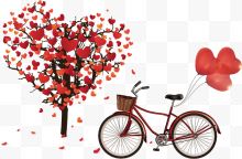 红色爱心大树单车