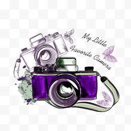 紫色简约相机装饰图案